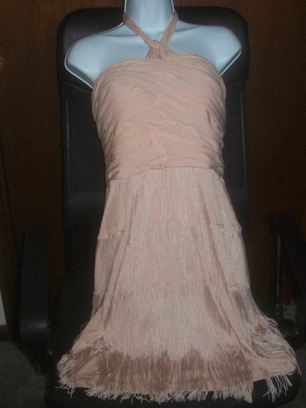 womens sexy fringe dress.Boston Proper MUSE.lined.built-in bra.size 8